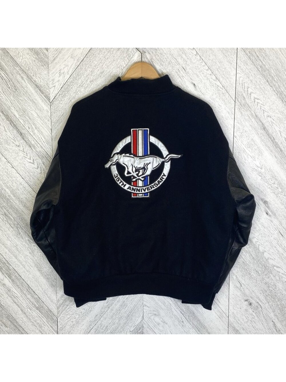 Vintage Ford Mustang 35th Anniversary Varsity Wool Leather Jacket Medium Canada